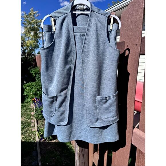 Vintage Trissi two piece gray vest pockets skirt pockets size twelve belt old - Picture 1 of 16